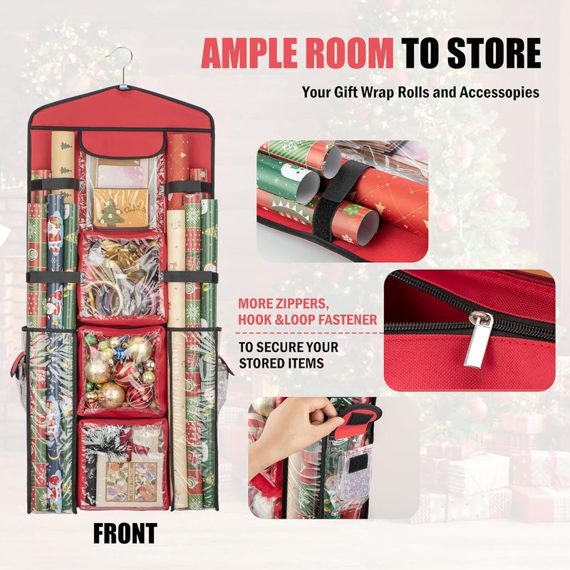EXLIFBAG Wrapping Paper Storage, Gift Wrap Organizer Holder Double-Sided Hanging Gift Bag Storage Organizer - Image 3